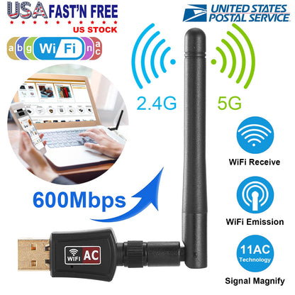 USB WiFi Adapter AC600 Dual Band with Rotating Antenna