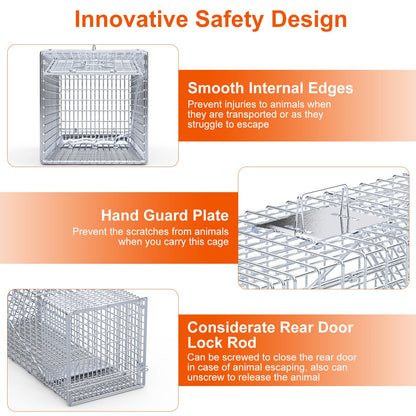 Live Animal Trap Cage 37x14x15in Humane Catch & Release