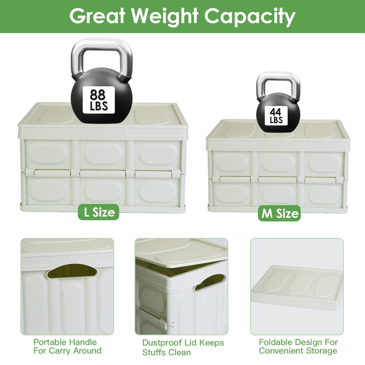 Collapsible Storage Bins with Lids - 2 Pack Stackable Organizer