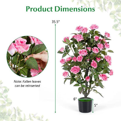 35.5" Artificial Rose Tree with Blooming Flowers in Pot