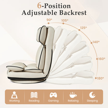 Swivel Floor Gaming Chair with 6-Position Adjustable Backrest