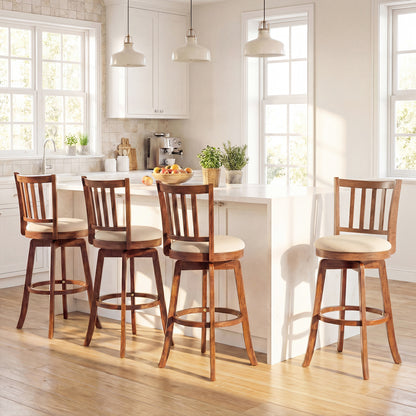Swivel Bar Stools Set of 2 with Upholstered Seat