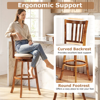 Swivel Bar Stools Set of 2 with Upholstered Seat