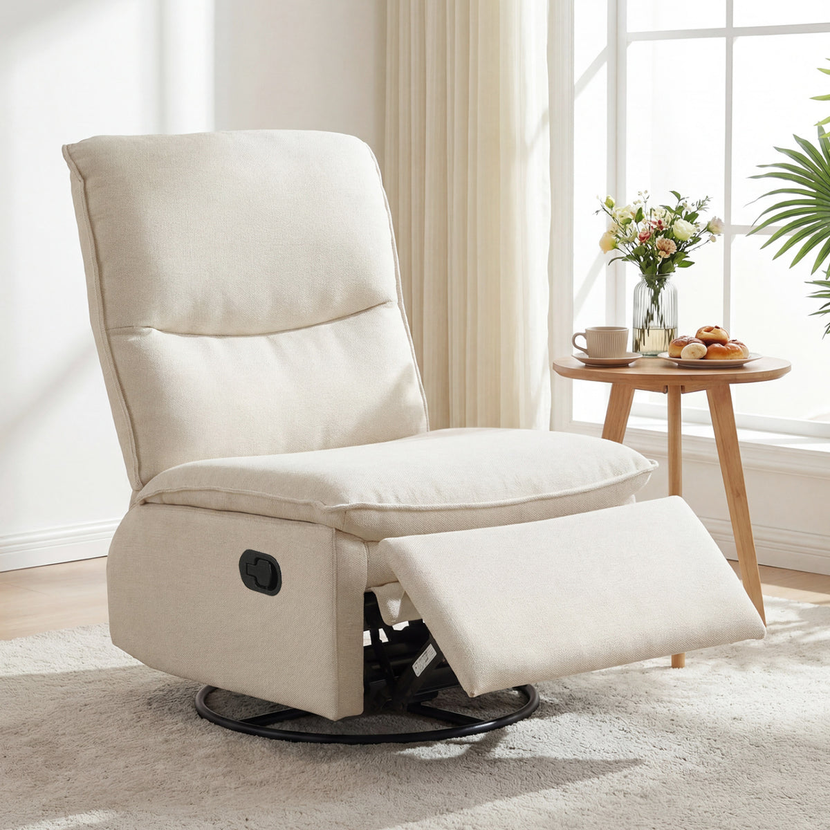 360° Swivel Recliner Chair with Rocking Motion and Footrest