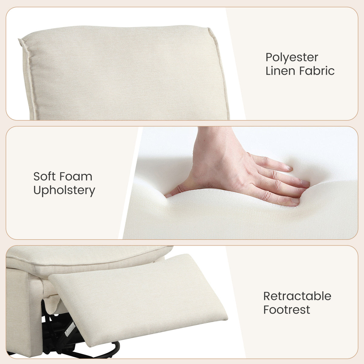 360° Swivel Recliner Chair with Rocking Motion and Footrest