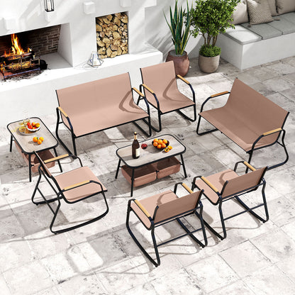 4-Piece Patio Conversation Set with Rocking Chairs & Loveseat
