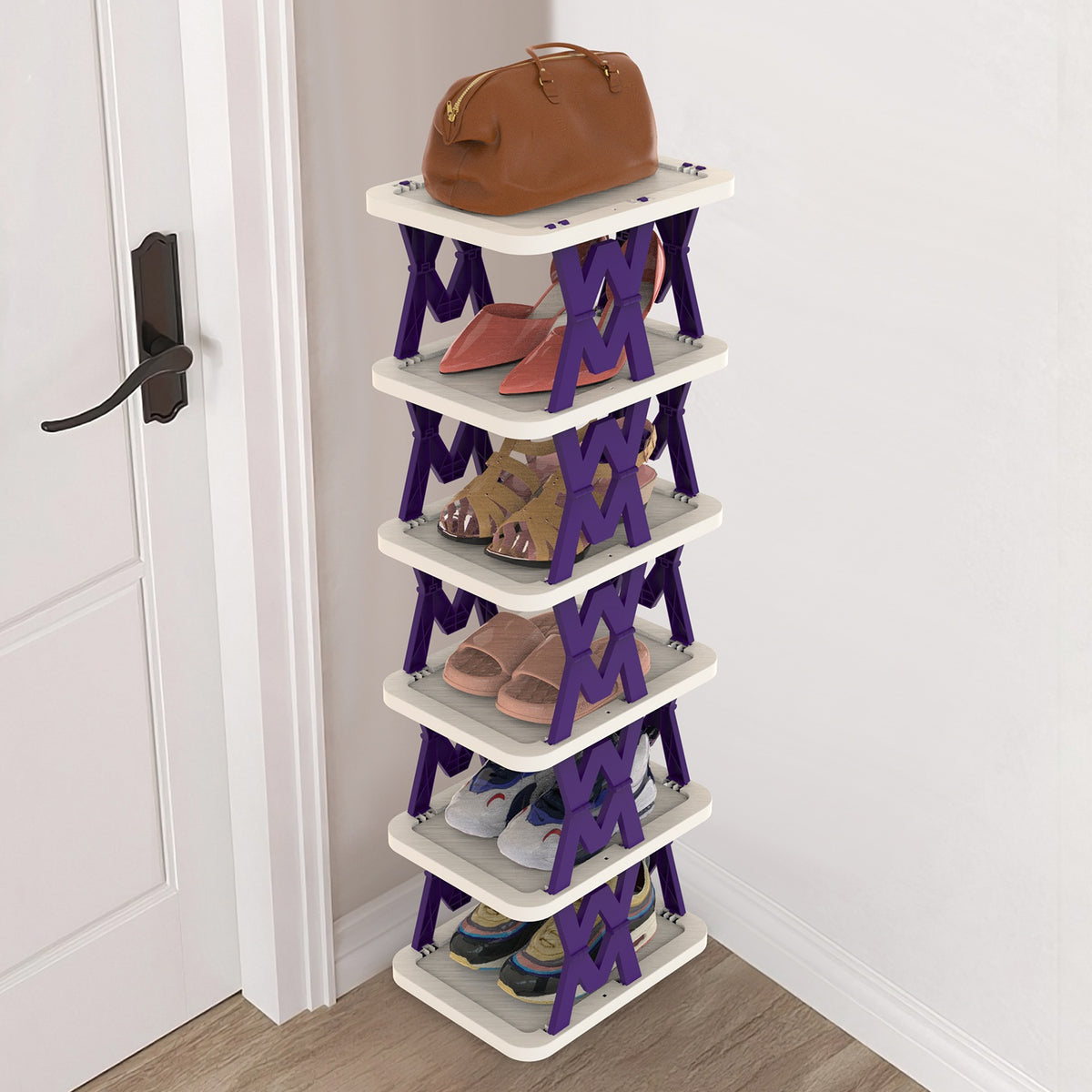 6-Tier Foldable Shoe Rack - Vertical Space Saving Organizer