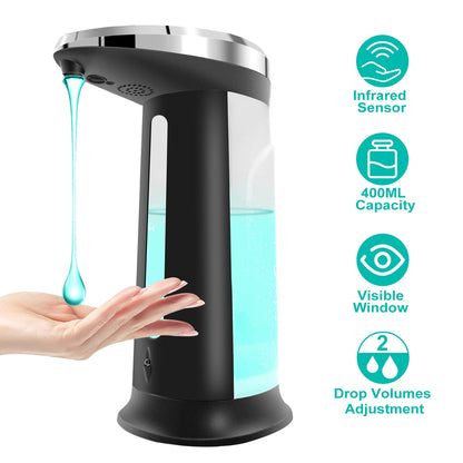 Automatic Soap Dispenser 400ML/16.9OZ Anti-slip Sensor Refillable Hand Gel Desktop Dispenser 2 Drop Volume Adjustment
