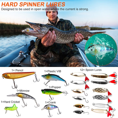 Fishing Lures Kit 375-Piece with Tackle Box