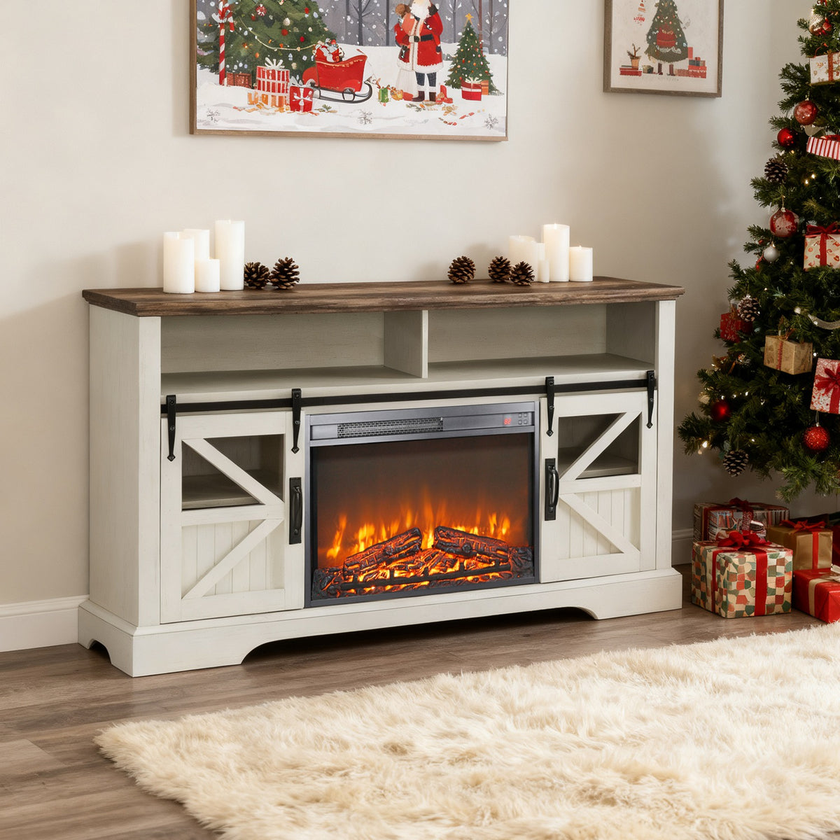 5000 BTU 26 Inch Electric Fireplace Insert with Remote Control, 1400W Electric Fireplace Heater with Realistic Flame Eff