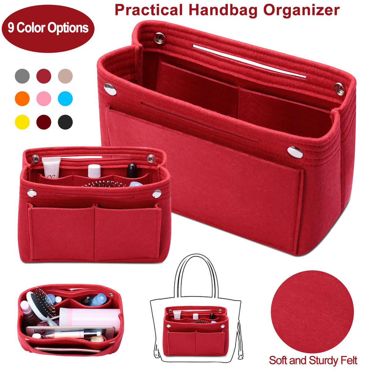 Felt Handbag Insert Organizer Purse
