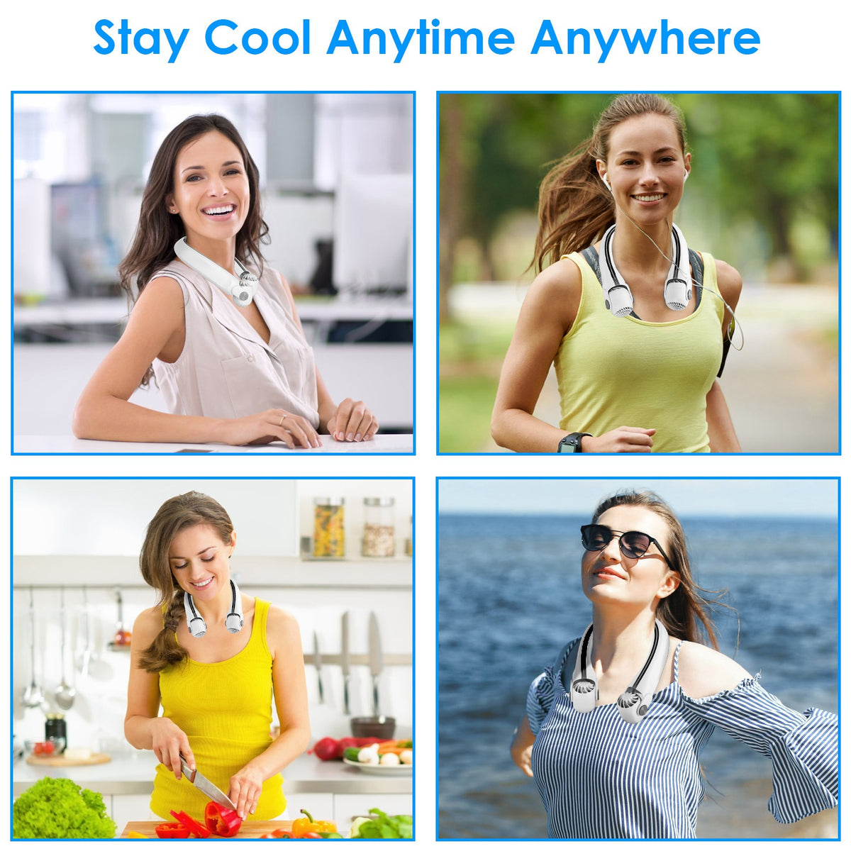 Portable Neck Hanging Fan with 360° Airflow & 3 Speeds