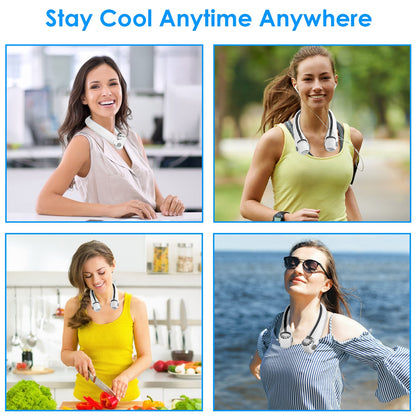 Portable Neck Hanging Fan with 360° Airflow & 3 Speeds