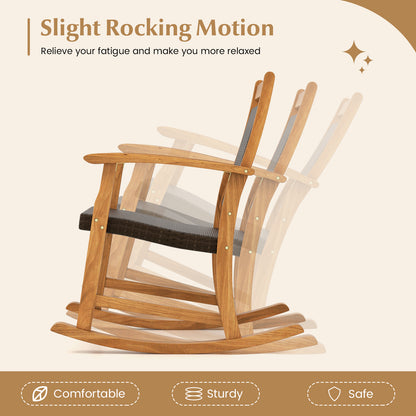 Acacia Wood Rocking Chair Set with Side Table - 3 Pieces