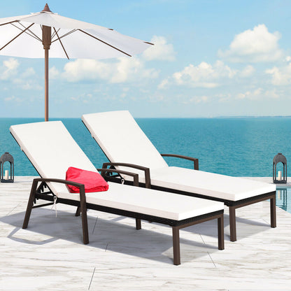 Adjustable Patio Chaise Lounge Chair Set with Cushions