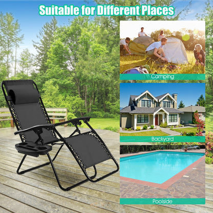 Zero Gravity Folding Lounge Chair Set of 2 with Pillow