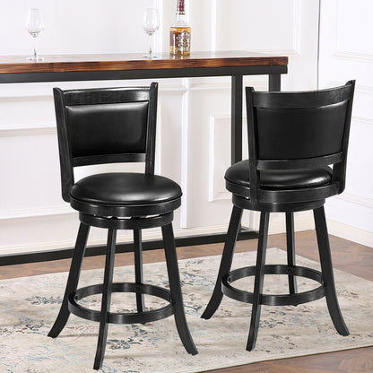 24-Inch Swivel Counter Stools with Upholstered Seat, Set of 2