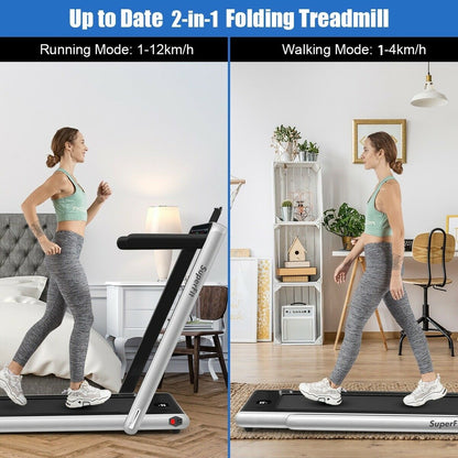 2-in-1 Folding Treadmill with Dual Display and Remote Control