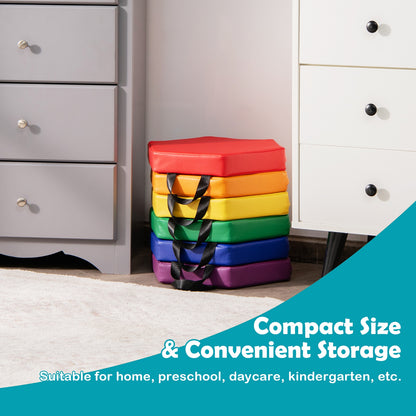 Hexagon Toddler Floor Cushions with Handles, 6-Piece Set