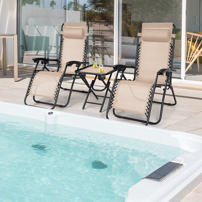 Zero Gravity Reclining Lounge Chairs with Table Set (3-Piece)
