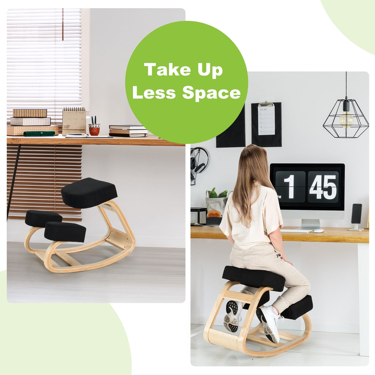Ergonomic Kneeling Chair with Rocking Base - Gray