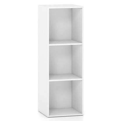 3-Cube Book Shelf Tool-Free Assembly Wooden Bookshelf Modern Bookcase Storage Organizer-White