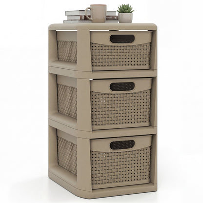 3-Drawer Storage Organizer with Wicker Patterns