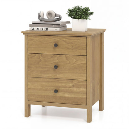 3-Drawer Wooden Nightstand with Metal Slides