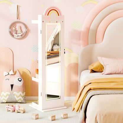 Kids Jewelry Cabinet with 3-Color Lighted Mirror & Storage