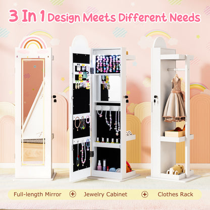Kids Jewelry Cabinet with 3-Color Lighted Mirror & Storage