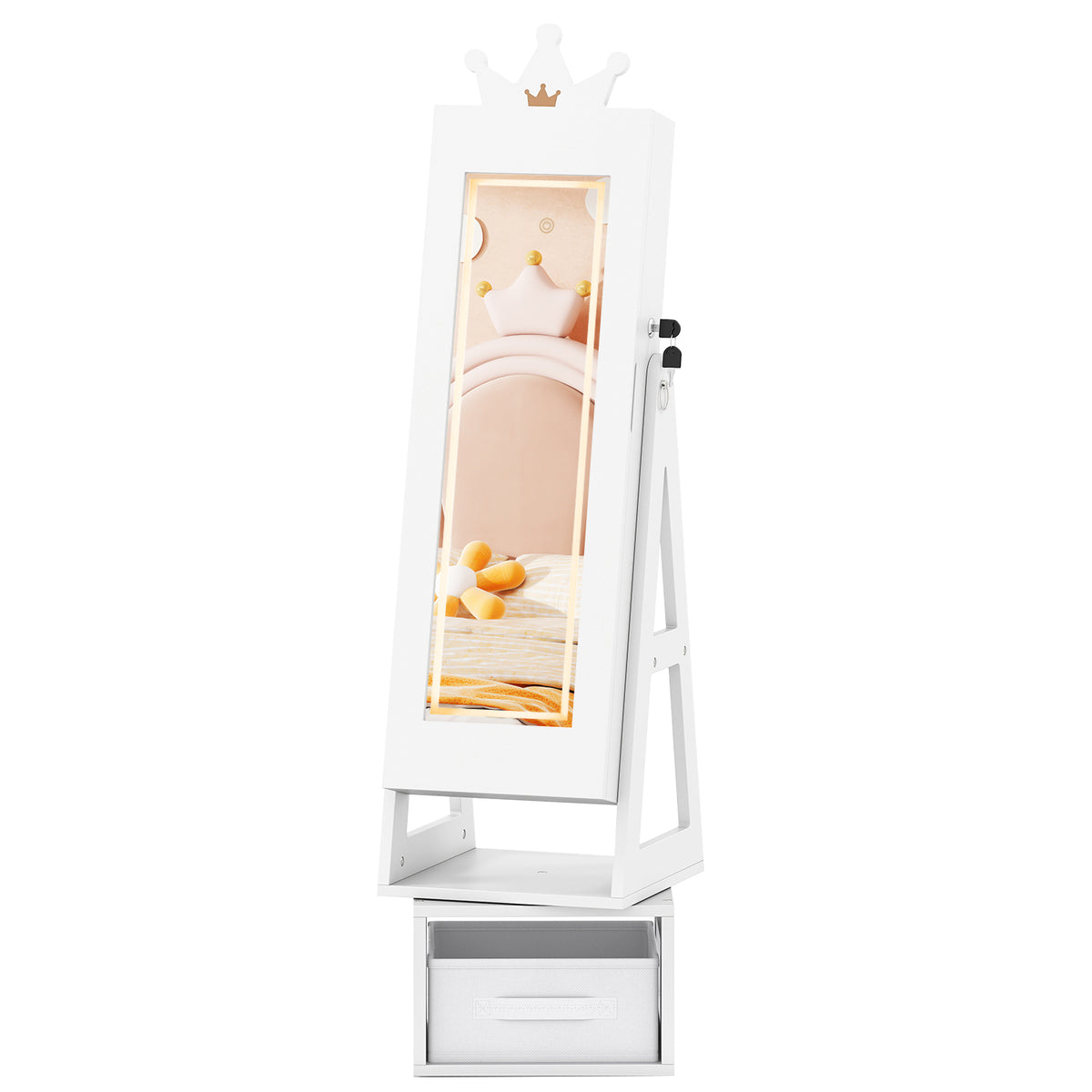 Kids Jewelry Cabinet with Lighted Full Length Mirror