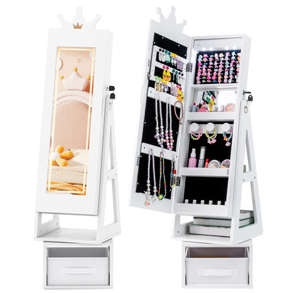 Kids Jewelry Cabinet with Lighted Full Length Mirror
