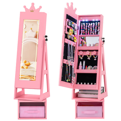 Kids Jewelry Cabinet with Lighted Full Length Mirror