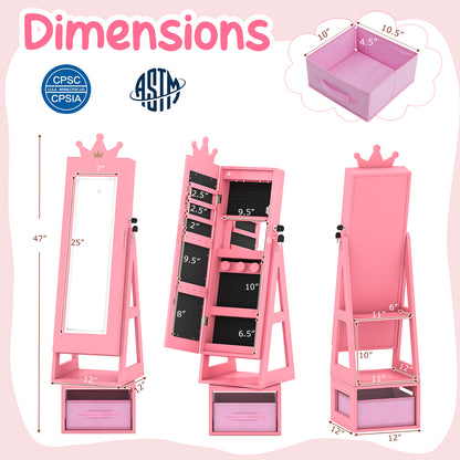 Kids Jewelry Cabinet with Lighted Full Length Mirror