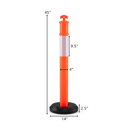 3 Pack Traffic Delineator Posts with Fillable Base for Parking Lots and Construction