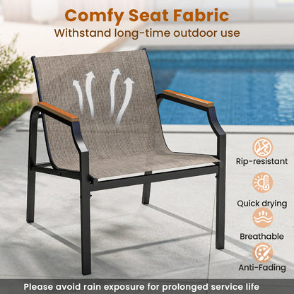 3-Piece Patio Conversation Set with Breathable Fabric Chairs