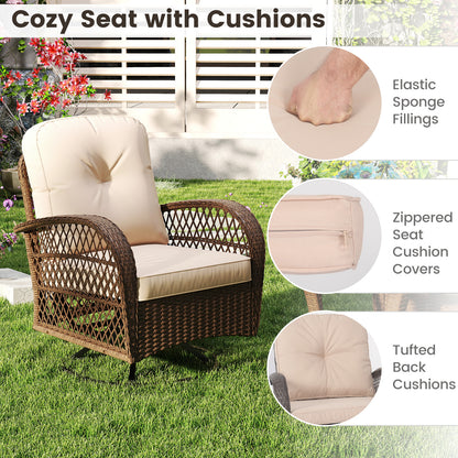 3-Piece Patio Swivel Rocker Set with Glass Side Table