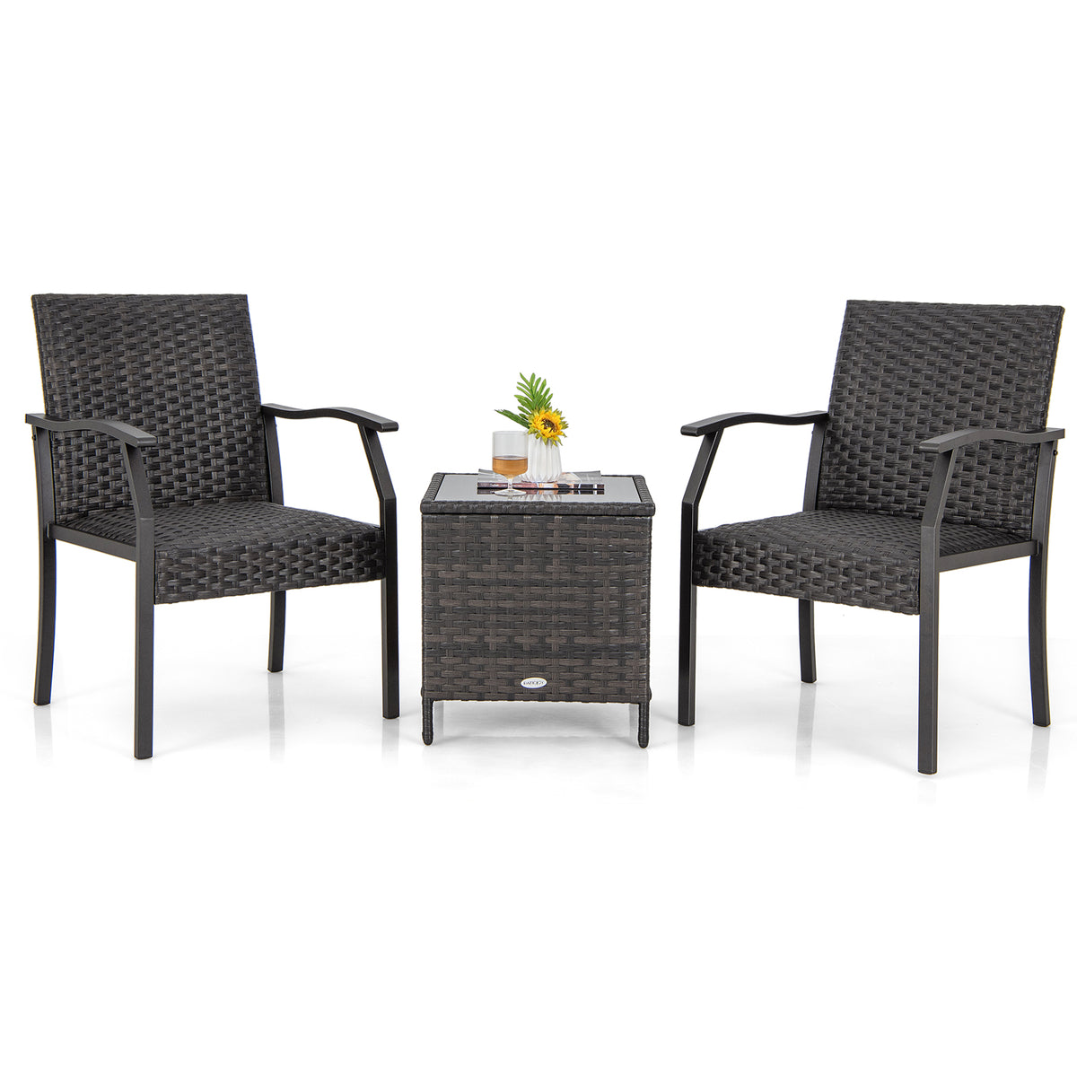 3-Piece Patio Conversation Set with Quick Dry Cushions