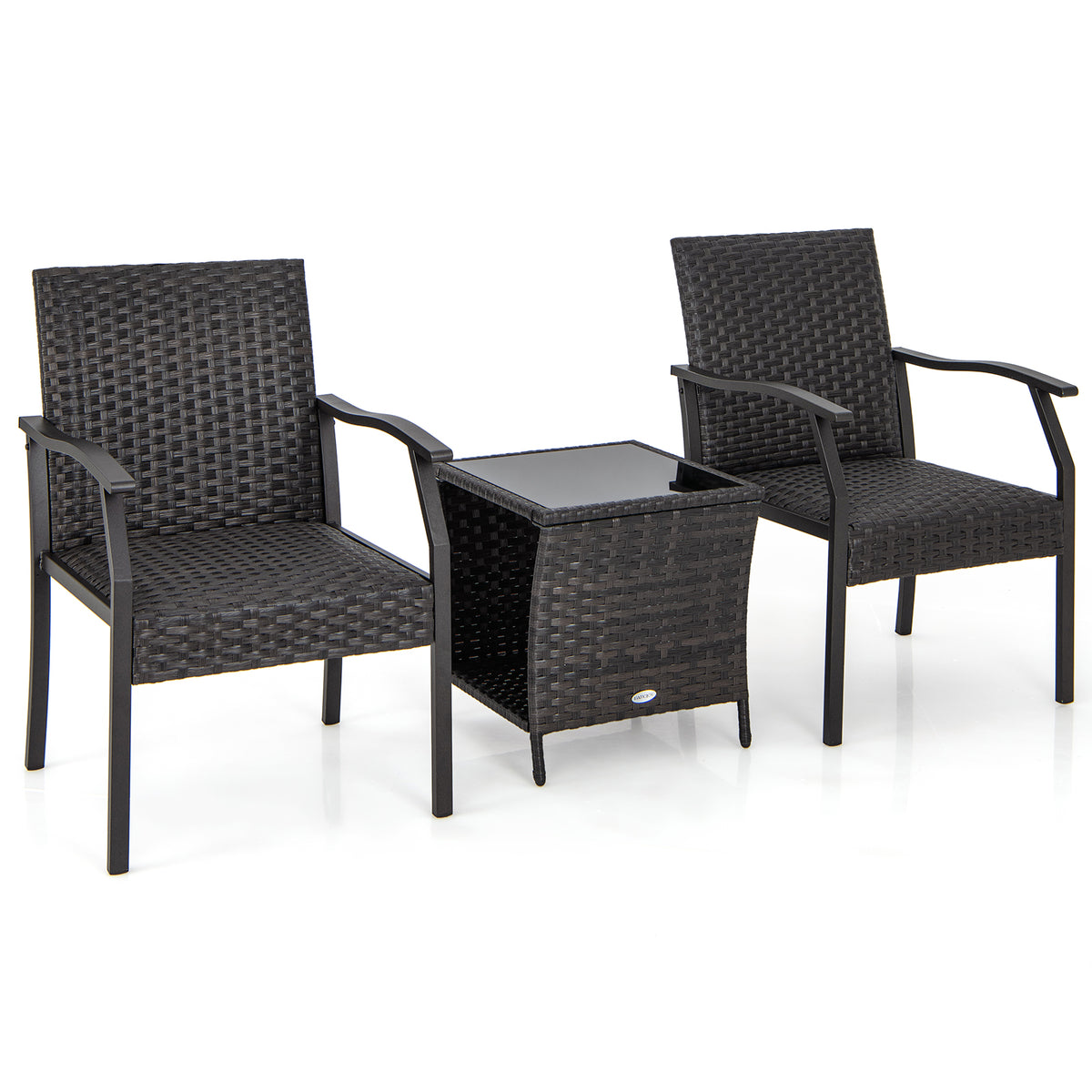 3-Piece Patio Conversation Set with Quick Dry Cushions