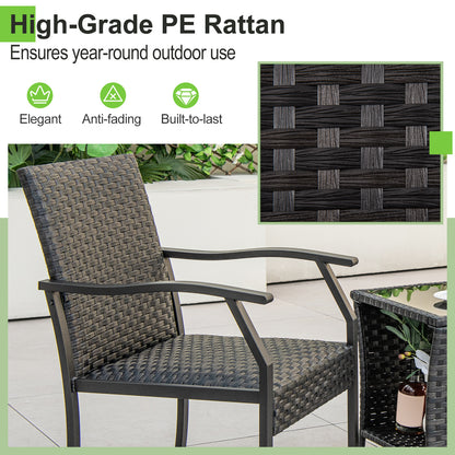 3-Piece Patio Conversation Set with Quick Dry Cushions