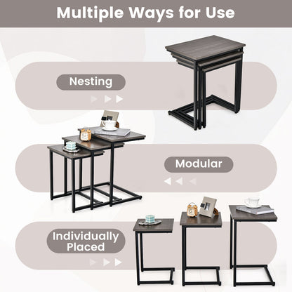 3 Pieces Multifunctional Coffee End Table Set