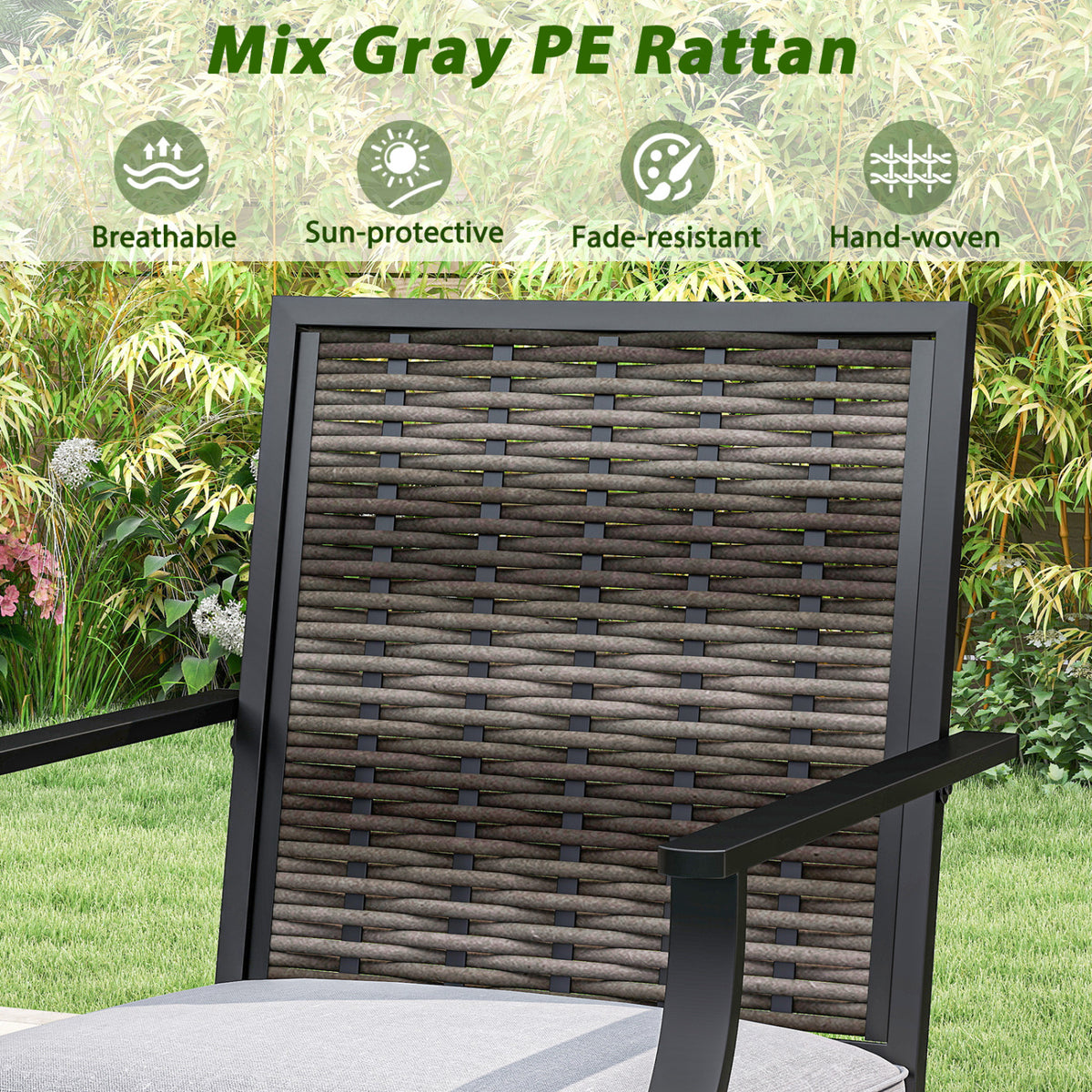 3-Piece Swivel Bar Set with Wicker Chairs and High Top Table