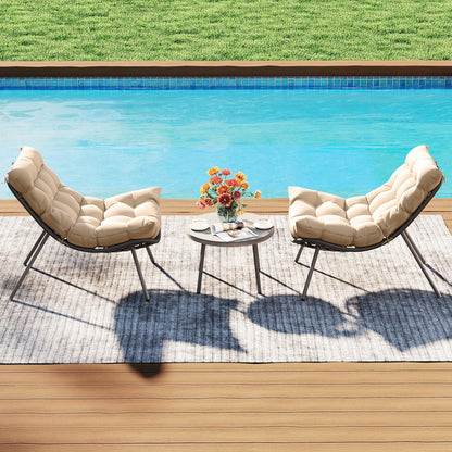 Papasan Patio Conversation Set 3-Piece with Cushions