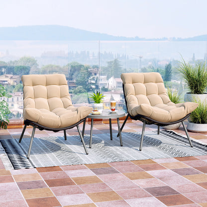 Papasan Patio Conversation Set 3-Piece with Cushions