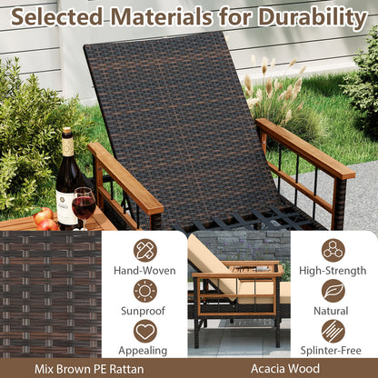 3-Piece Patio Chaise Lounge Set with Adjustable Backrests