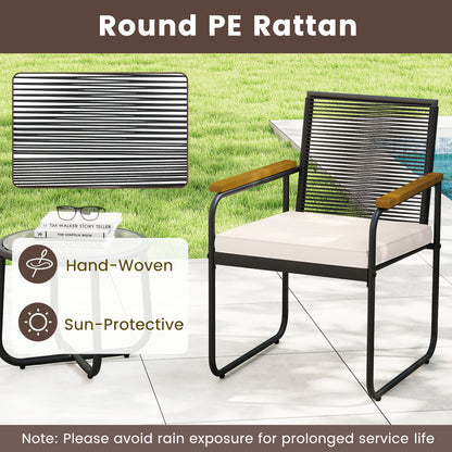 3-Piece Patio Conversation Set with Tempered Glass Table