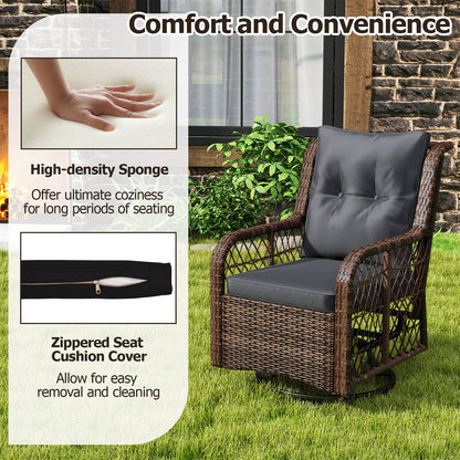 3-Piece Patio Conversation Set with Swivel Glider Chairs