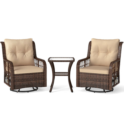 3-Piece Patio Conversation Set with Swivel Glider Chairs
