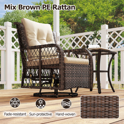 3-Piece Patio Conversation Set with Swivel Glider Chairs