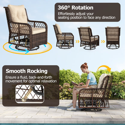 3-Piece Patio Conversation Set with Swivel Glider Chairs